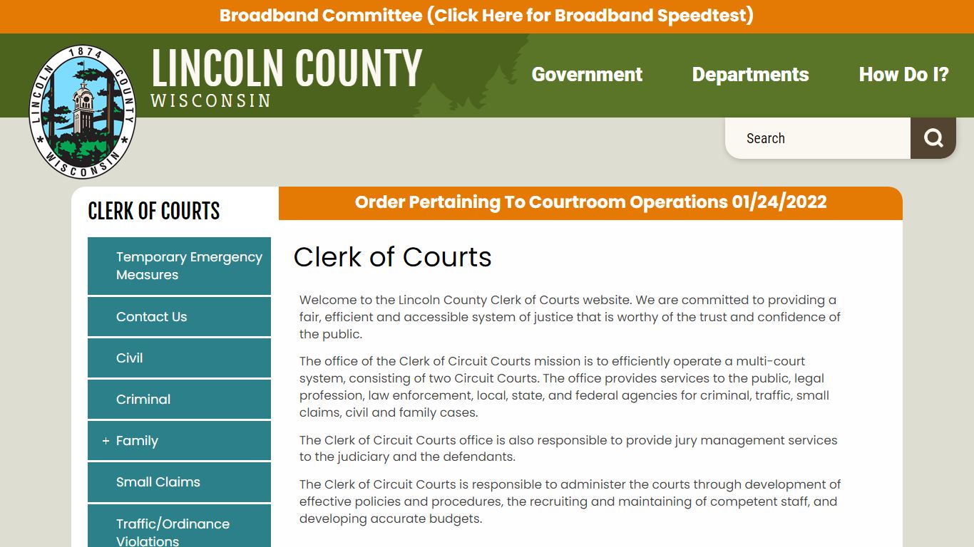 Clerk of Courts | Lincoln County, Wisconsin